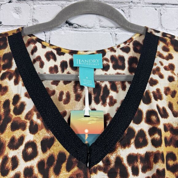 NWT Kate Landry Zip Front Caftan Beach Dress Novelle Peach Animal Print - Picture 6 of 11